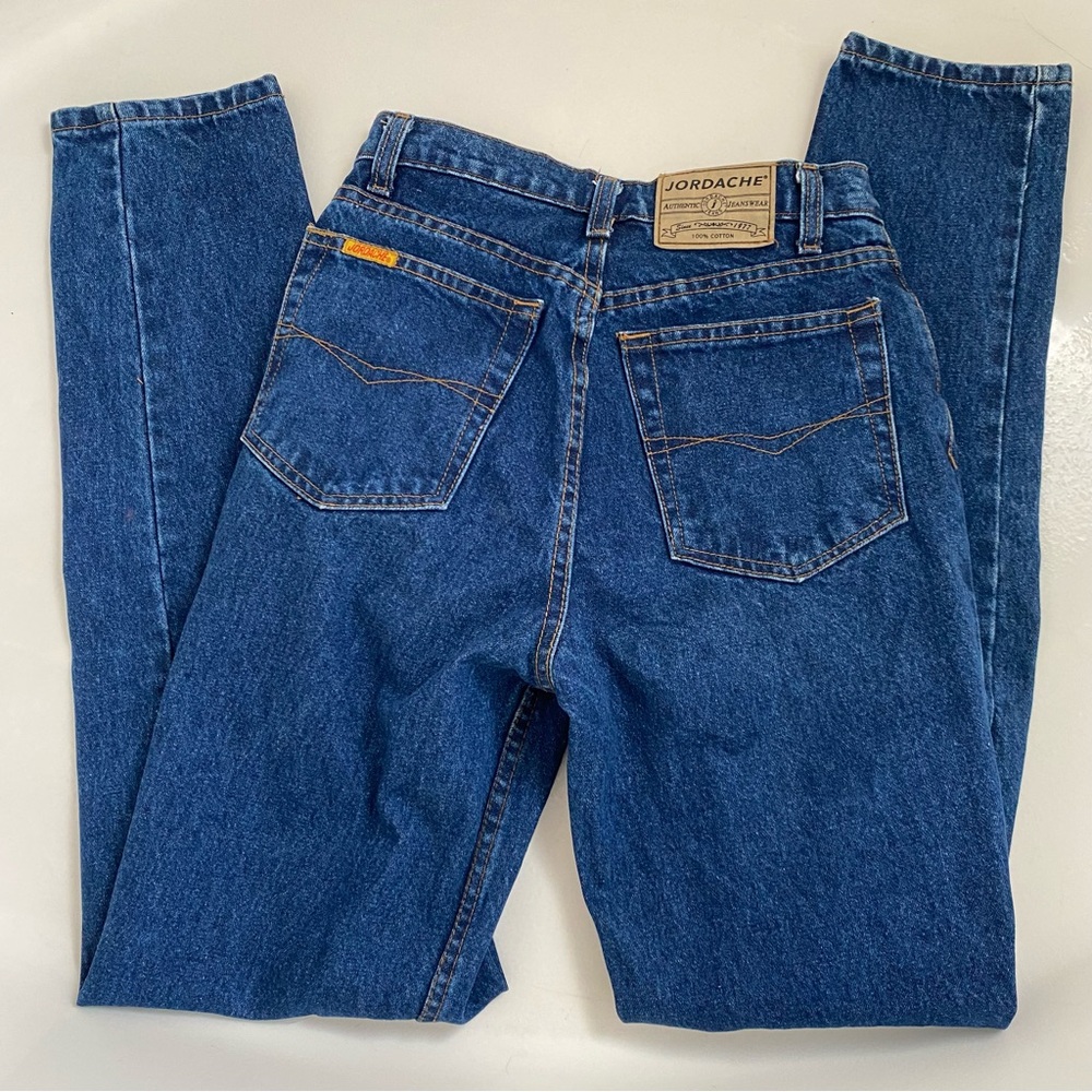 Vintage Jordache tapered leg high rise blue denim jeans, 9/10 - Picture 4 of 13